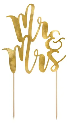 Tortenaufsatz "Mr&Mrs" Goldspiegelpapier 25,5 cm 1 Stück