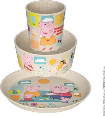 Produktbild von Koziol CONNECT PEPPA PIG Kindergeschirrset 3-teilig Teller Schale Becher bruchf.