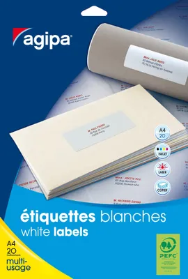 Produktbild von agipa Universal-Etiketten - Kleinpackung 210 x 297 mm weiß