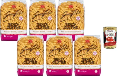 Produktbild von Italian Gourmet Glutenfreie Casarecce Pasta – 6 x 400 g, aus Mais, Vollkornreis & Quinoa, italienische Nudeln, ideal für Saucen, Meal Prep & Vorrat + Italian Gourmet Polpa