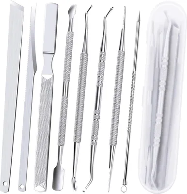 Produktbild von 8-teiliges Werkzeug für eingewachsene Nägel, professionelles Eckenheber- und Nagelfeilen-Set, Maniküre- und Pediküre-Nagelpflege-Set aus Edelstahl, Schmerzlinderung unter den Nagelreinigungswerkzeugen