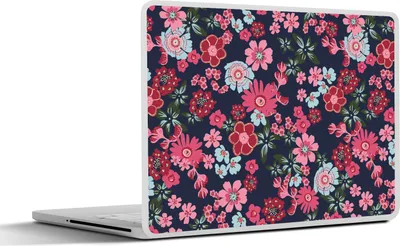 Produktbild von MuchoWow® Laptop Aufkleber Sticker Cover Blumen - Flora - Rosa - Muster 36.5x27.5 cm - Laptop-Sticker