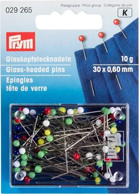 Obrázek produktu pro Špendlíky se skleněnou hlavičkou, 0,60 x 30 mm, bílé, 10 g