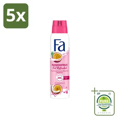 Obrázek produktu pro 5 kusů deodorantu ve spreji Fa Passion Fruit, objem 150 ml - velkopackové balení