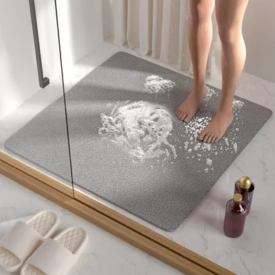 Productafbeelding van Antislip douchemat, 68x68 cm, PVC-luffa, grijs, sneldrogend, op maat te snijden