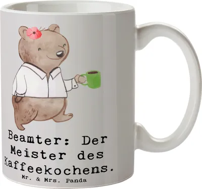 Produktbild von Mr. & Mrs. Panda Tasse Beamter Kaffeemeister - Grau Pastell - Geschenk, Keramiktasse, Freude, Kaffeetasse, Pott, Kaffeebecher, Berufsliebe, witzig, Geburtstage, Beruf