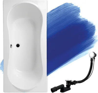 Produktbild von BADLAND Badewanne Rechteck Long 170x80 mit Ablaufgarnitur, Füßen GRATIS ohne Verkleidung