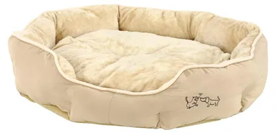 Immagine prodotto di Dehner Lieblinge Lettino per cani e gatti Sammy, ovale, circa 70 x 65 x 14 cm, poliestere, beige