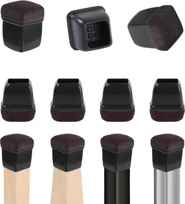 Produktbild von Famanu Stuhlbeinschoner 24 Stück - Silikon mit Filzgleitern, 1,9-3,2 cm, schwarz