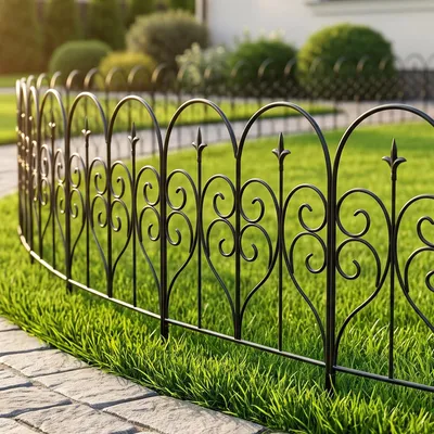 Gartenzaun 10 Paneele 81x61 cm, Metall, Schwarz, 6 m