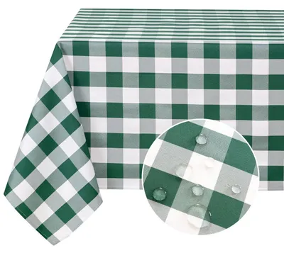 Produktbild von Karierte Tischdecke abwaschbar wetterfest 90x90cm Grün-Weiß