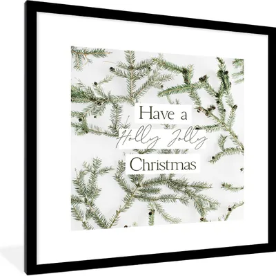 Produktbild von MuchoWow® Gerahmtes Poster Winter - Zweige - Zitat 40x40 cm - Poster mit Schwarzem Bilderrahmen Wandposter Rahmen Foto Bilder - Poster - Plakat im Rahmen