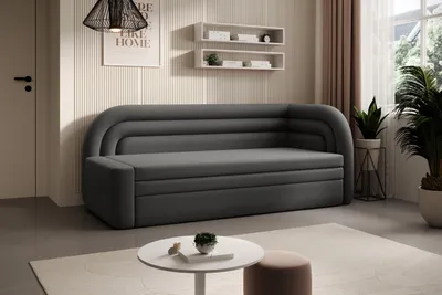 Produktbild von Schlafsofa FABILLO – Sofa mit Schlaffunktion & Bettkasten, Bouclé-Stoff, 223 × 86 cm