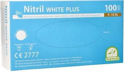 Produktbild von Medi-Inn Nitril White Plus Einmalhandschuhe puderfrei weiß (Gr. XL, 10 x 100 = 1000 Stück)