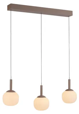 Produktbild von LED-Pendelleuchte - 81 x 200 cm - 3-flammig - Sandbraun - Glas - Metall
