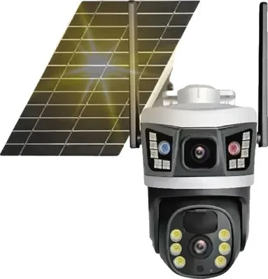 Image de Caméra de surveillance, double objectif, alimentation solaire, caméra 4G sans carte