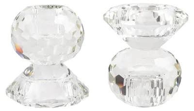 Produktbild von Kristall-Kerzenständer Set, 2 Stück, 2-in-1 Halter für Stabkerzen und Teelichter, Transparente Tischdekoration für Zuhause und Veranstaltungen