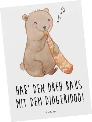 Produktbild von Mr. & Mrs. Panda Postkarte Didgeridoo Dreh - Weiß - Geschenk, Ansichtskarte, Ansichtskarten, Musik, Instrument, Übung, Grußkarte, atmosphärisch, Postkarten, bildkarte