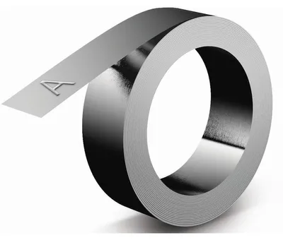 Produktbild von DYMO Rhino Prägeetikettenband | 12 mm x 6,4 m | Edelstahl | nicht klebendes, Edelstahl, Edelstahl, China, 6,4 m, 10 Stück(e), 55 mm