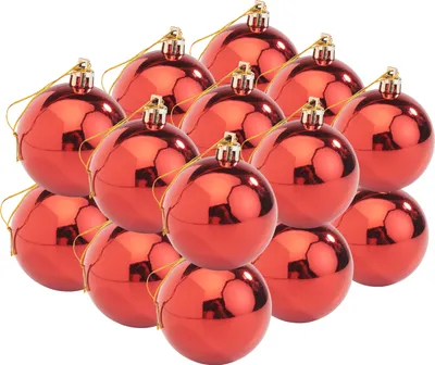Produktbild von Weihnachtskugeln aus Kunststoff, 18 Stück, Ø 5,8 cm Rot-Glänzend