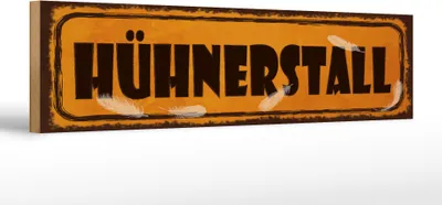 Produktbild von Holzschild Hühnerstall gelb, 46x10 cm, Holzschilder Spruch Hühner Tier  Ei