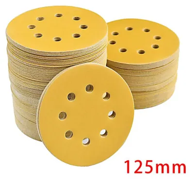 Obrázek produktu pro Brusné kotouče 125 mm (12,5 cm) – brusný papír pro excentrické brusky – 8 děr – oxid hlinitý – zrnitost 220 – 50 kusů