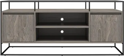 Produktbild von TV-Ständer aus Glas und Sockel aus MDF Eiche grau