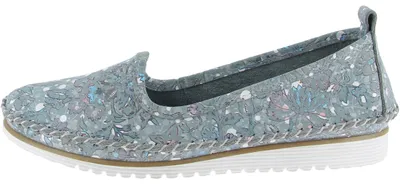 Produktbild von Andrea Conti Damen Slipper aus Leder mit floralem Muster 0021021, Größe:38 EU, Farbe:Blau