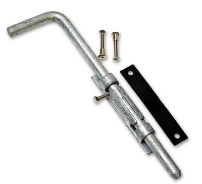 Produktbild von Bodenschieber feuerverzinkt, Länge 32 cm, Ø 15 mm, Schubhöhe 8/13 cm, für 2-flügelige Tore, Rahmenstärke 40 mm
