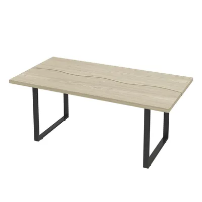 Obrázek produktu pro Jídelní stůl s robustním kovovým rámem a světlým povrchem Stůl do jídelny Kuchyňský stůl pro 6-8 osob 160 × 80 cm