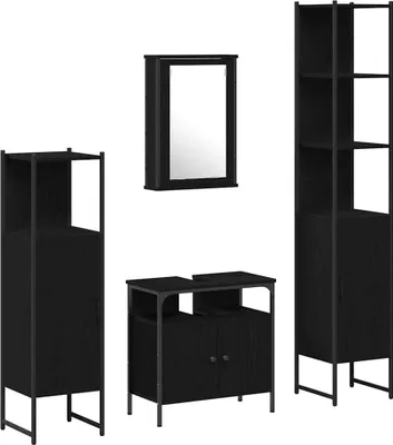 Image de Ensemble de mobilier de salle de bain 4 pcs Chêne noir