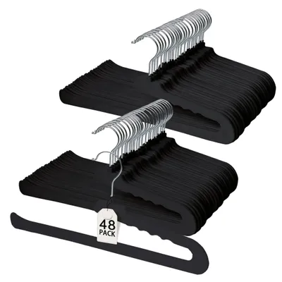 48 Fluwelen Broekhangers, Antislip, Schwarz, 35,5 cm