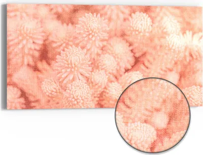 Produktbild von DEQORI Hybrid Leinwand Bild 60x30 cm 'Rosige Texturen' Wandbild Glas flach modern