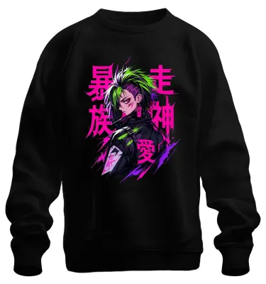 Produktbild von Bosozoku Anime Manga Cyberpunk Japanisch Japan Y2K Otaku Sweatshirt Pullover, Schwarz, S