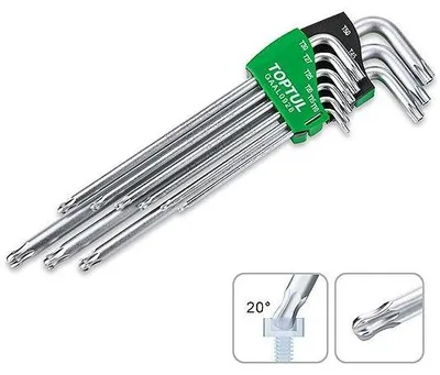 Produktbild von TOPTUL Winkelschraubendrehersatz T10. T15. T20. T25. T27. T30. T40. T45. T50 Torx GAAL0928