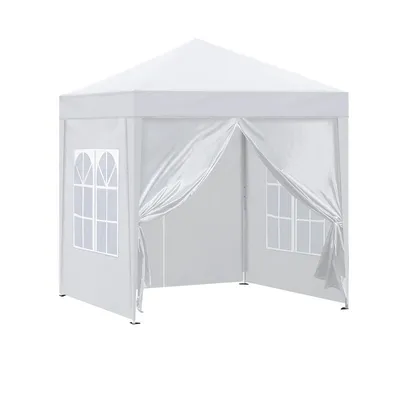Image de CLIPOP Pavillon pop-up 2 x 2 m pour l'extérieur, étanche, avec 4 panneaux latéraux et sac de transport, blanc