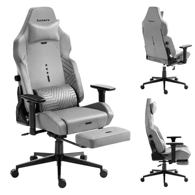 Produktbild von Huzaro Force 8.1 Gaming Stuhl Grau – Ergonomischer Drehstuhl mit BackBalance System, 3D-Armlehnen und Fußstütze