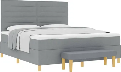 Immagine prodotto di Letto boxspring vidaXL con testiera, grigio chiaro, 200 x 180 cm, tessuto