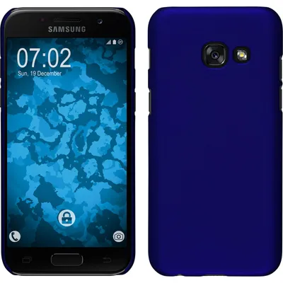Produktbild von PhoneNatic Case kompatibel mit Samsung Galaxy A7 (2017) - Hülle blau gummiert Hard-case + 2 Schutzfolien