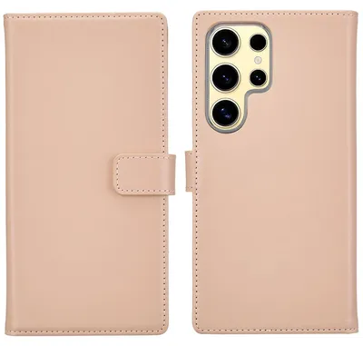 Imagen del producto de Funda de Cuero Auténtico tipo Libro para Samsung Galaxy S25 Ultra - Dusty Pink