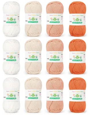 Obrázok produktu pre Bavlna, priadza, 4-nitá, oranžová, 4 x 50 g, vhodná na háčkovanie a pletenie