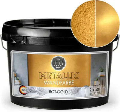 Produktbild von Viva Decor My Color Room Metallic Wandfarbe Rot-Gold 2,5 l, Effektfarbe für Wände & Decken innen, wasserbasiert, hochdeckend & abriebfest