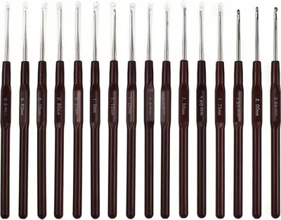 Produktbild von Häkelnadeln für Spitzen in 16 Größen, 0,5–2,5 mm, ergonomisches Häkelnadel-Set aus Aluminium mit weichem Griff, leichte Häkelnadeln für arthritische Hände, Anfänger, Kinder, Erwachsene, ideales Geschenk für Häkelliebhaber