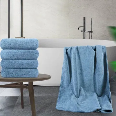 Produktbild von Famanu Mikrofaser Badetuch Set 4 Stück - schnelltrocknend und saugfähig - blau
