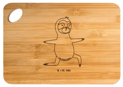 Produktbild von Mr. & Mrs. Panda Frühstücksbrett Faultier Yoga - Transparent - Geschenk, Schneidebrett, schneidbrett, Brett, Meditation, schneidunterlage, Entspannung, Hackbrett