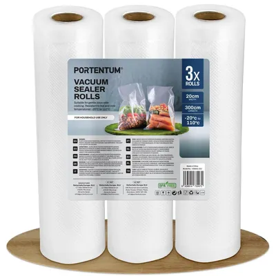 Obrázek produktu pro Vakuové sáčky na potraviny - 20 cm x 900 cm - 3 role - LFGB - Sous vide