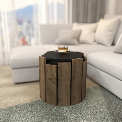 Produktbild von Skye Decor, Lori - Anthracite, Walnut, Couchtisch, Anthrazit, 100 % MELAMINBESCHICHTETE SPANPLATTEN, 44,5 x 44,5 x 41 cm
