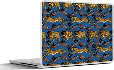 Produktbild von MuchoWow® Laptop Aufkleber Sticker Cover Muster - Gepard - Federn 32.5x23.5 cm - Sticker für Laptop - Selbstklebend