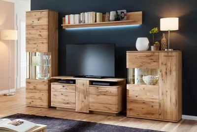 Produktbild von Wohnwand Wohnkombination Santori | Eiche Bianco | 4-teilig