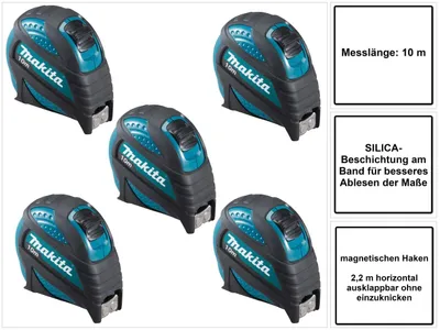 Immagine prodotto di Makita 5x B-57168 Metro a nastro 10 m con gancio magnetico